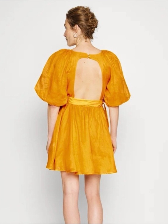 Banana Republic Dresses & Skirts - Banana Republic Ramie Puff Sleeve backless Linen Dress NEW